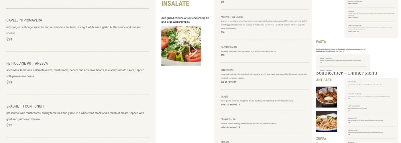 Grazie Ristorante Italiano Menu