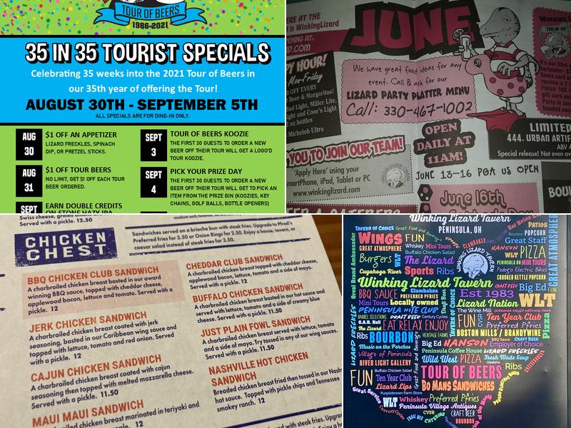 Winking Lizard Peninsula Menu