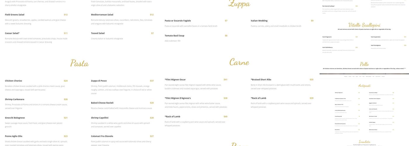 D'Agnese's Menu