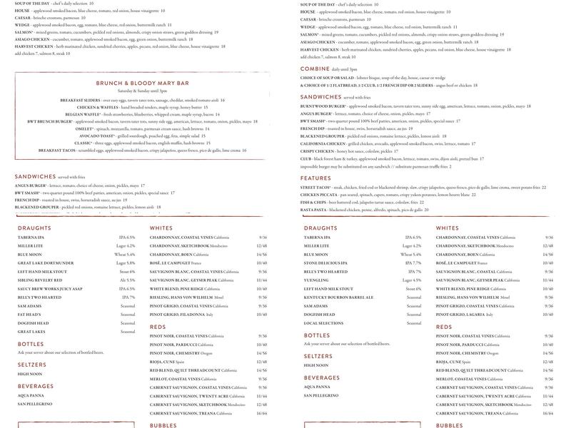 Burntwood Tavern Menu