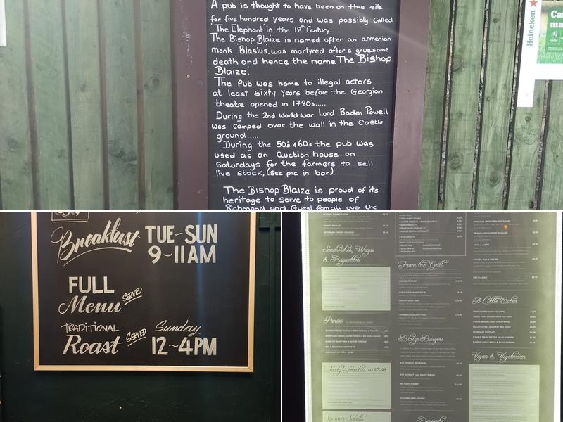 The Bishop Blaize Menu