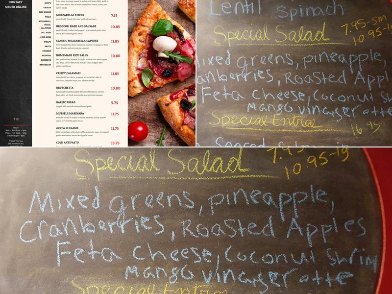 TD Pizza Menu