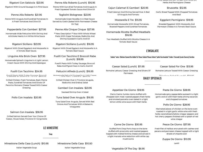 Brick Oven Westfield Menu