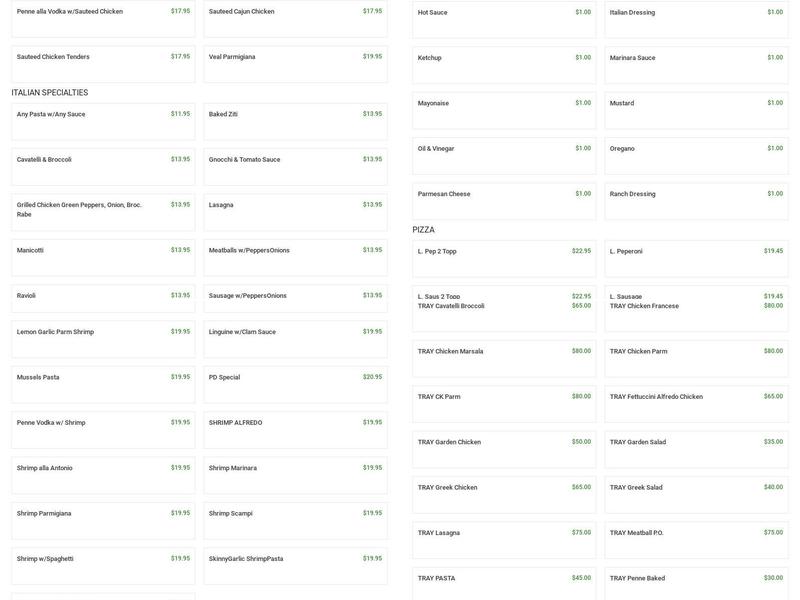 Antonio's Deli and Pizzeria Menu