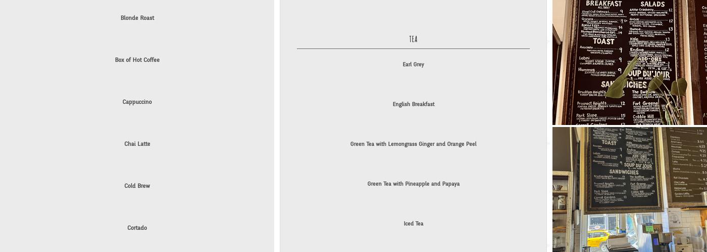 Swallow Cafe Menu
