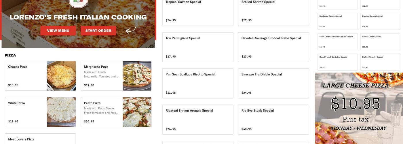 Lorenzo's Fresh Italian Cooking Menu