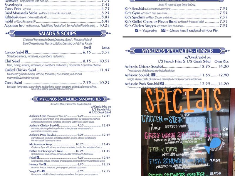 Mykonos Grill Menu