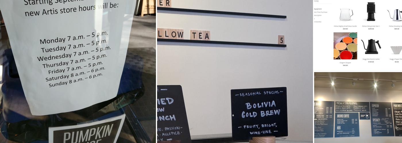 Artís Coffee Menu