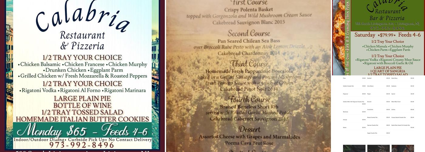 Calabria Pizzeria & Restaurant Menu