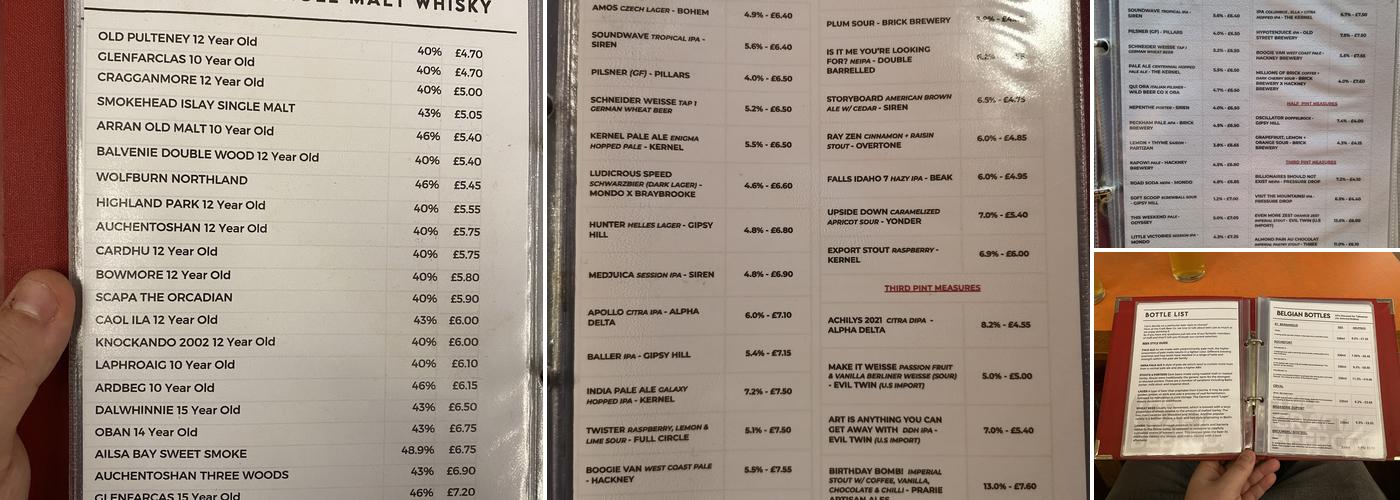 The Craft Beer Co. Covent Garden Menu