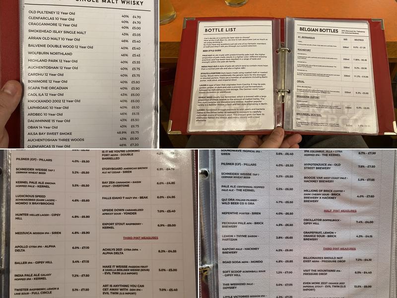 The Craft Beer Co. Covent Garden Menu