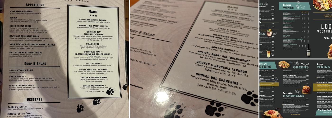 Lodge Wood Fired Grill Menu