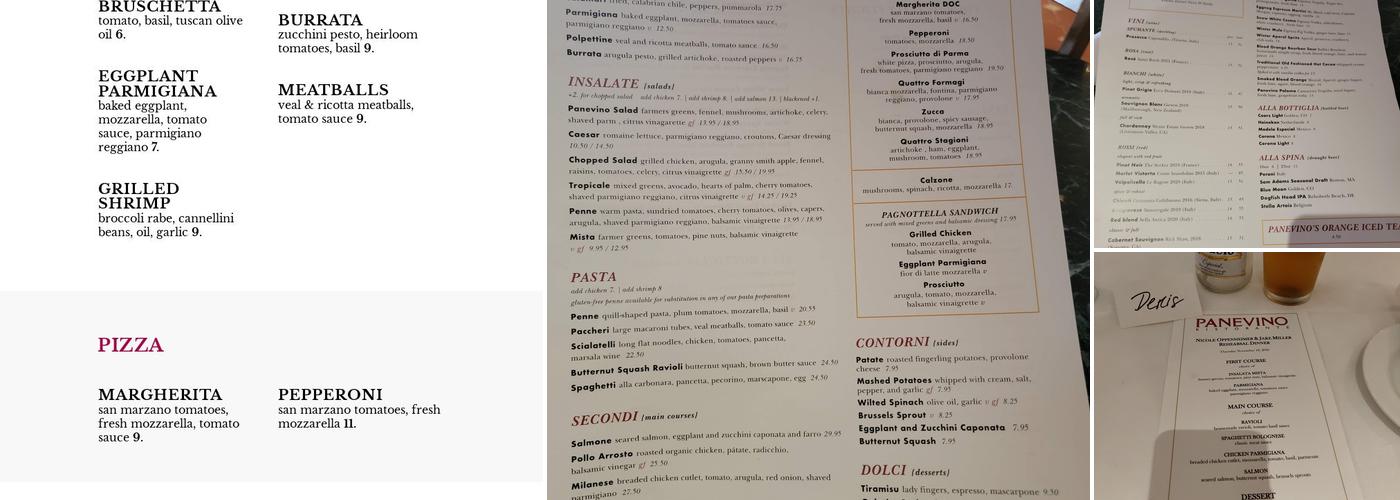 Panevino Ristorante Menu