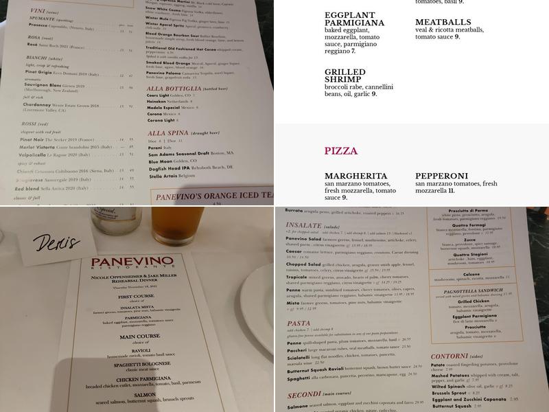 Panevino Ristorante Menu