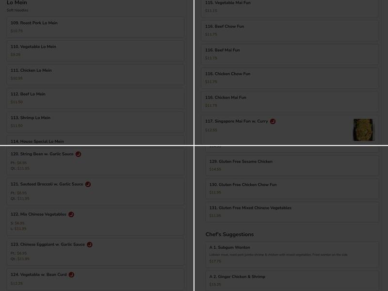 Oriental Kitchen Menu