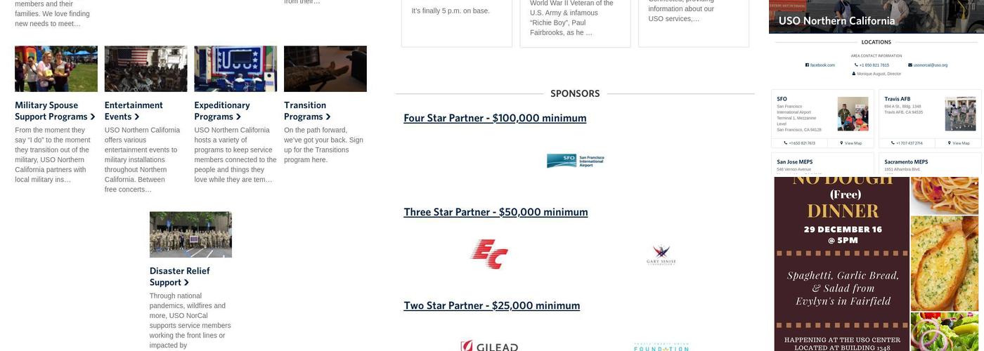 Travis AFB USO Menu
