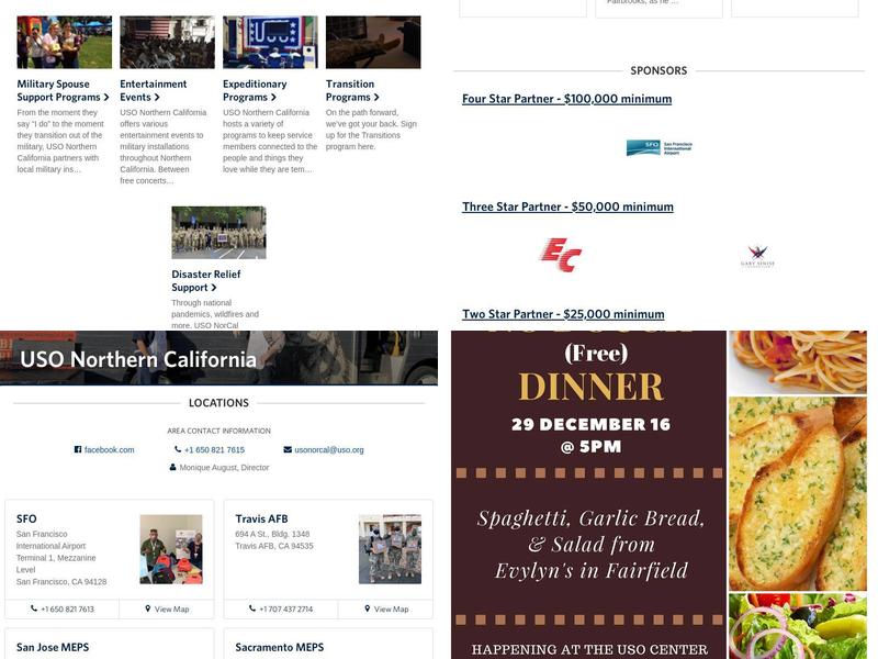 Travis AFB USO Menu