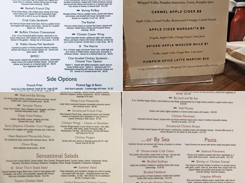 Silver Thorn Tavern Menu