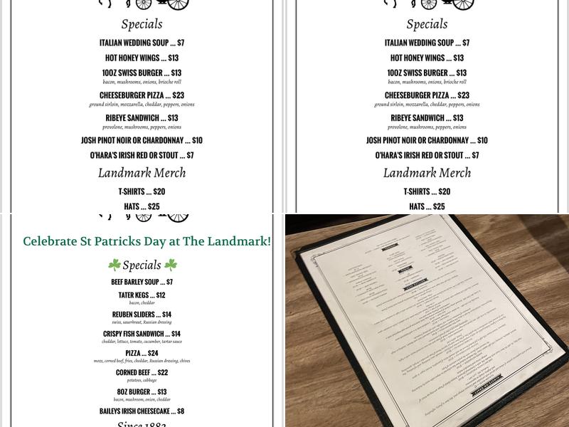 The Landmark Menu