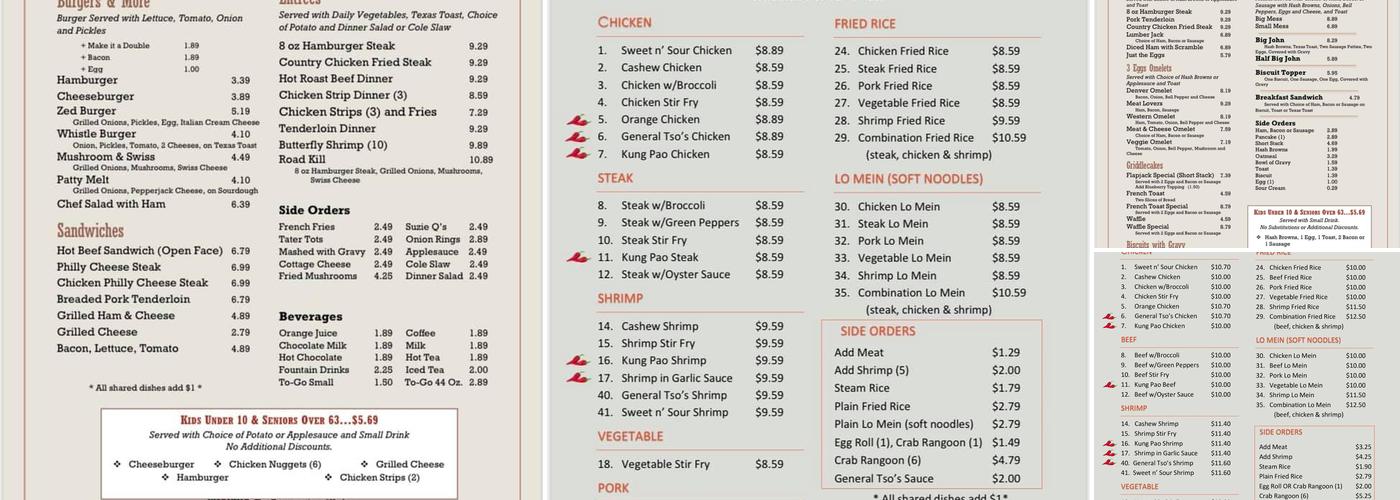 Quick Dine III Menu