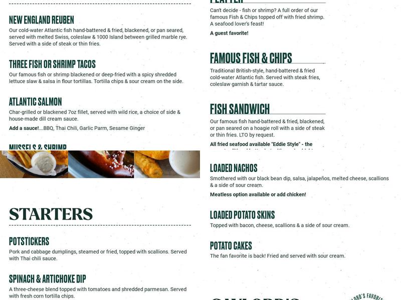 The Old Bag of Nails Pub - Mason Menu