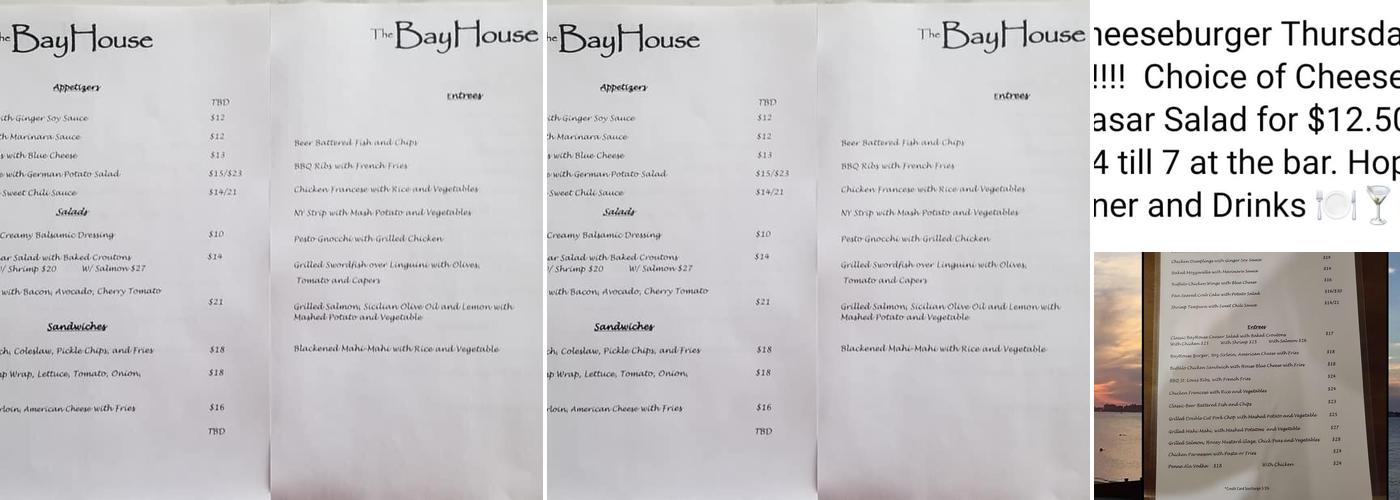 The Bayhouse of Breezy Point Menu