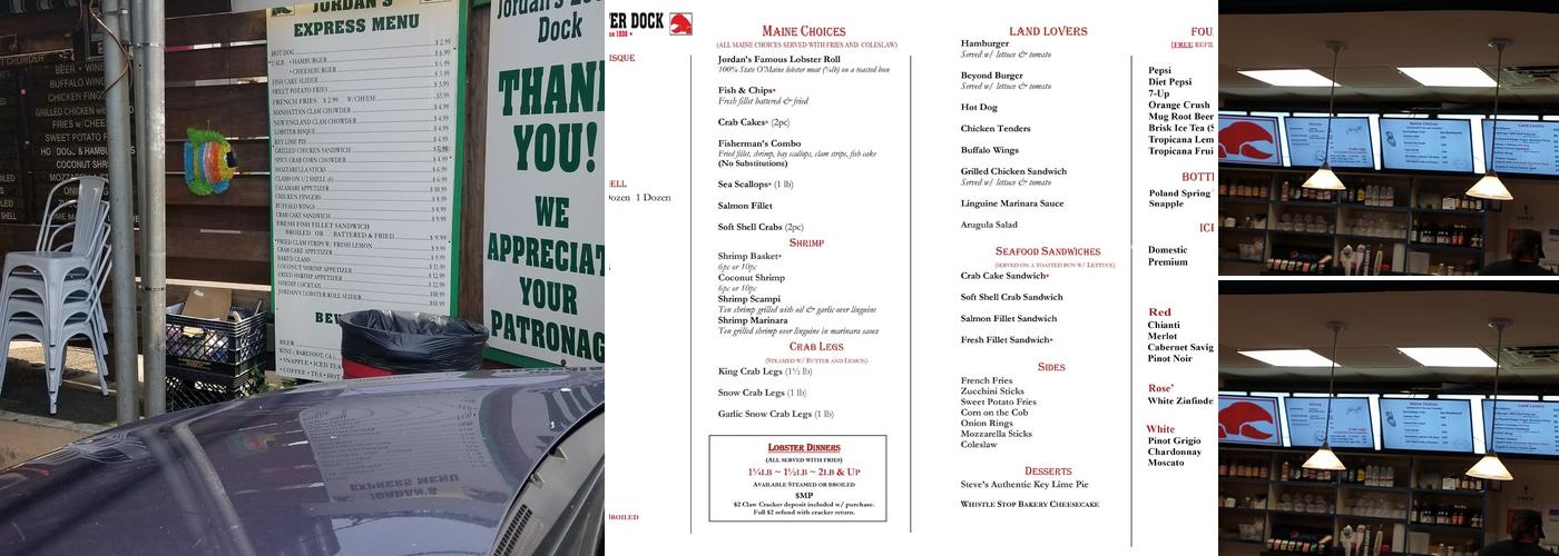 Jordan's Lobster Dock Menu