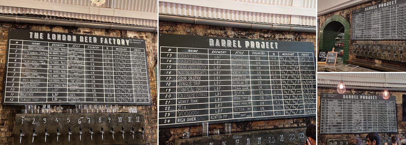 London Beer Factory - Barrel Project Menu