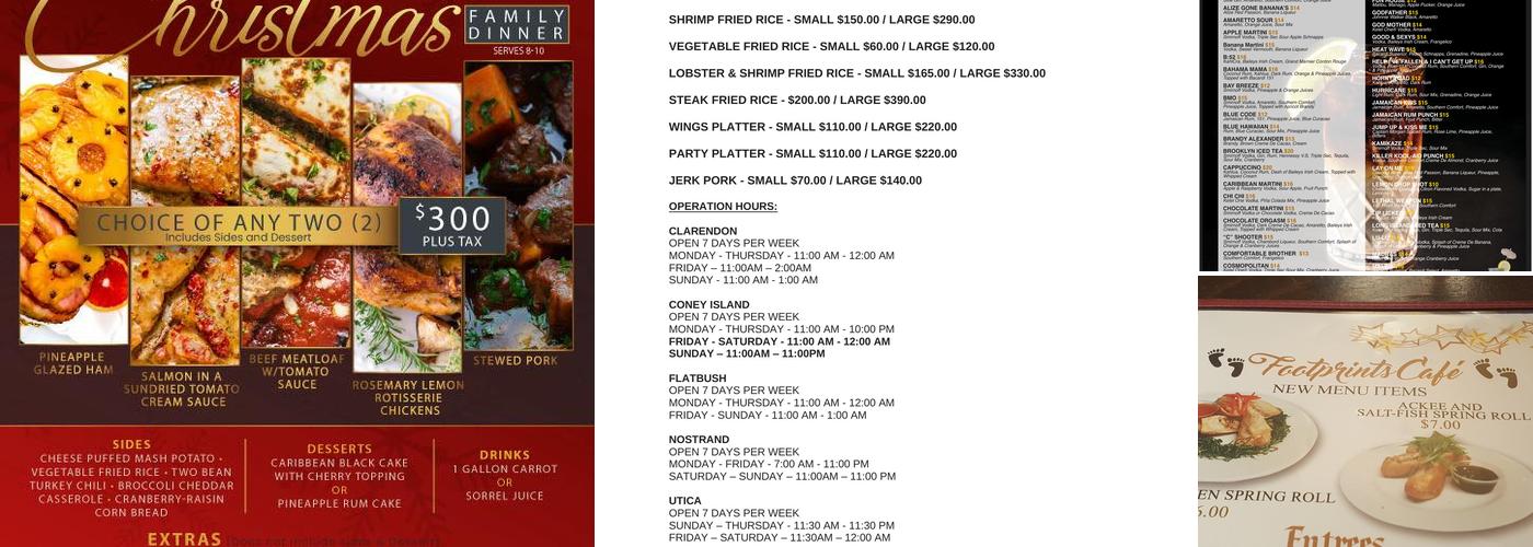 Footprints Cafe Menu