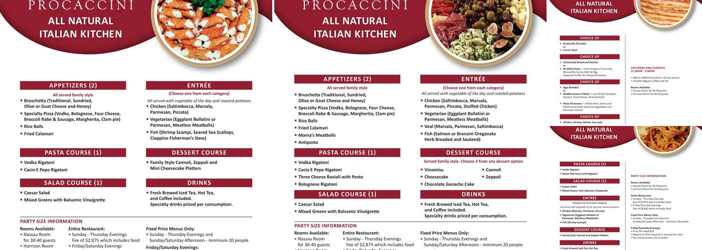 Trattoria Procaccini Menu