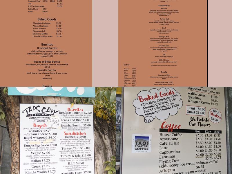 Taos Cow Menu