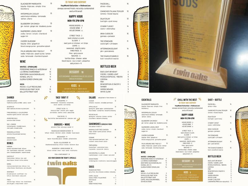 Twin Oaks Roadhouse Menu