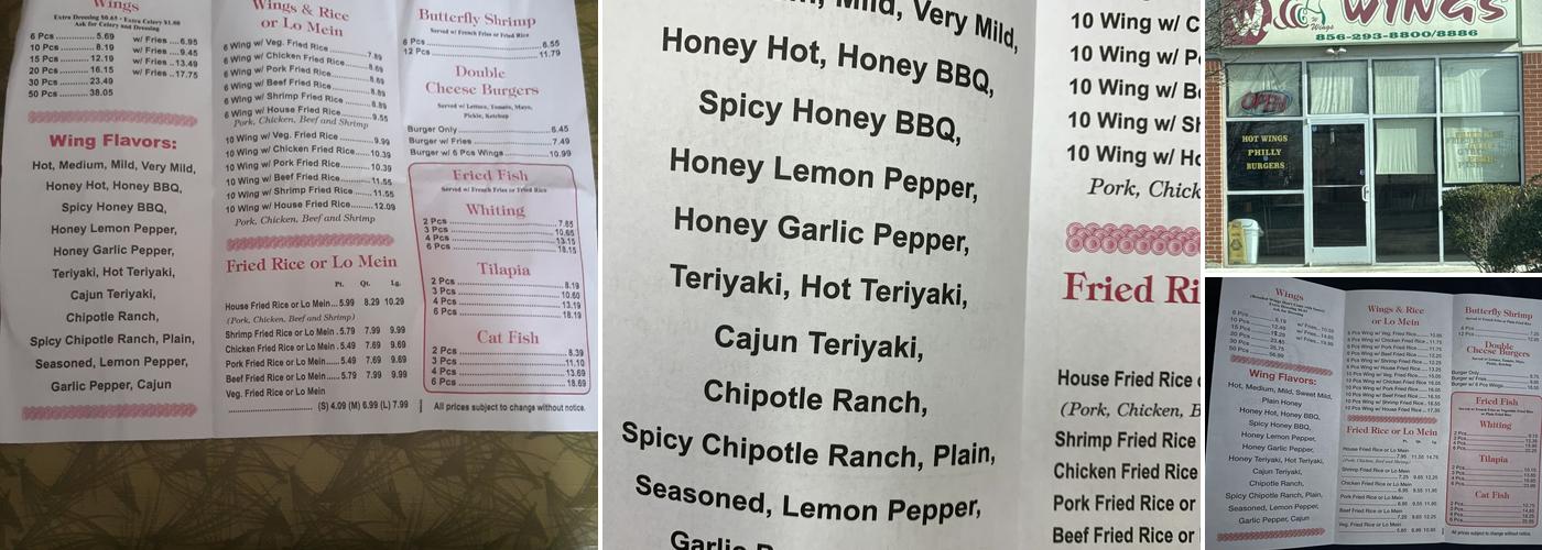 W. Wings Menu