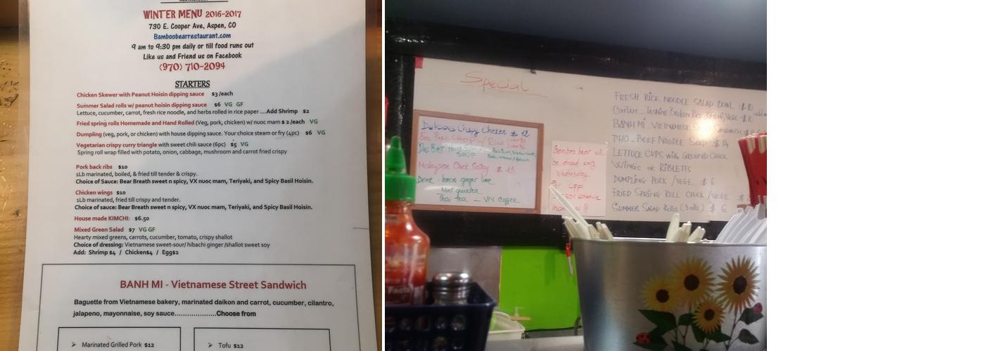 Bamboo Bear Mobile Kitchen Menu