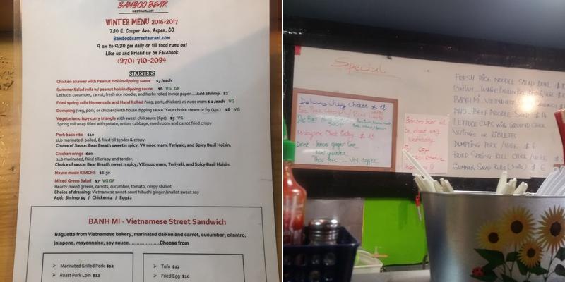 Bamboo Bear Mobile Kitchen Menu