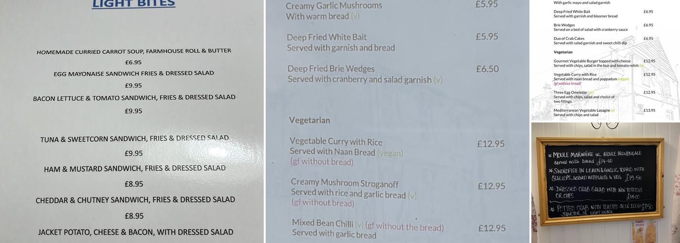 The White Horse Menu