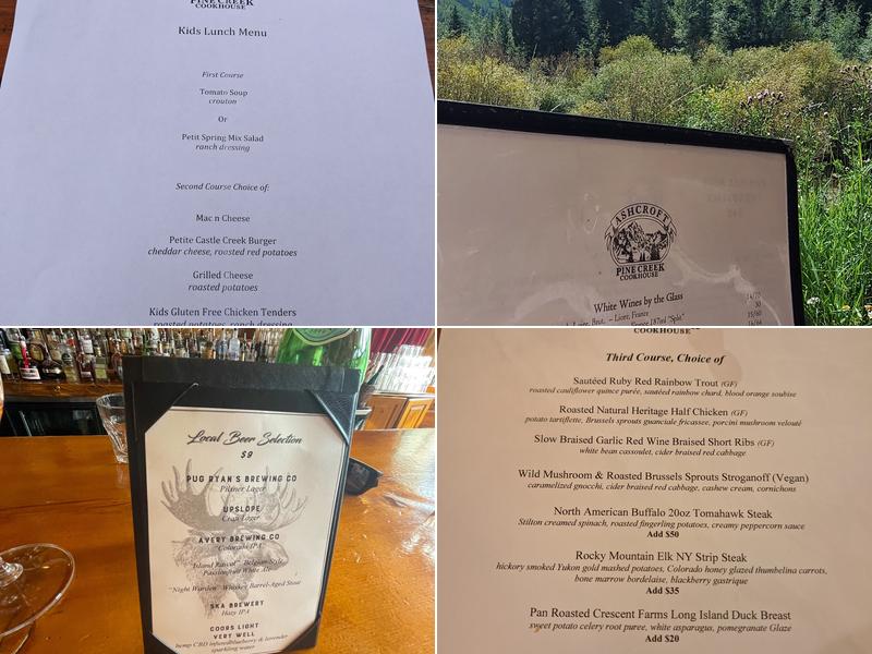 Pine Creek Cookhouse Menu