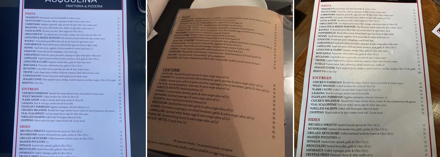 Acquolina Menu