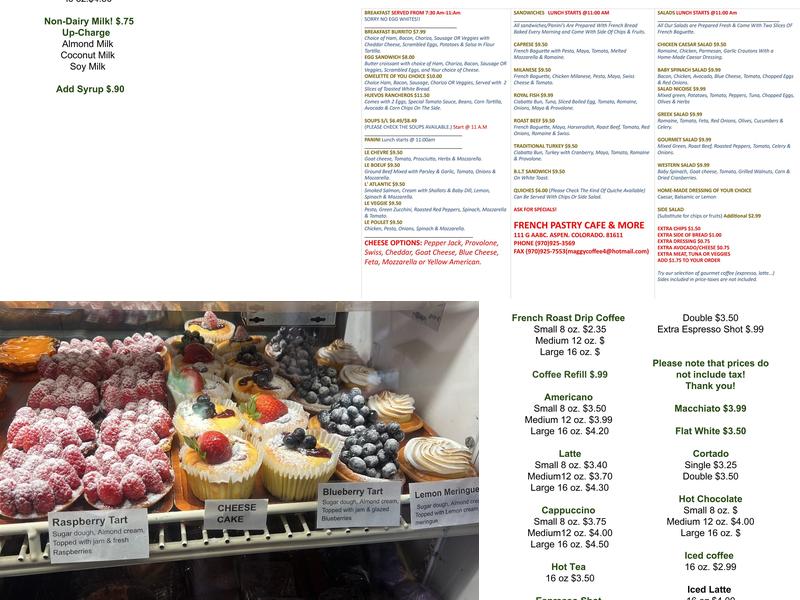 French Pastry Cafe & More Menu