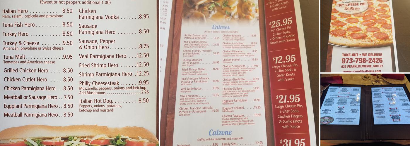 Napoli Trattoria & Pizzeria Menu