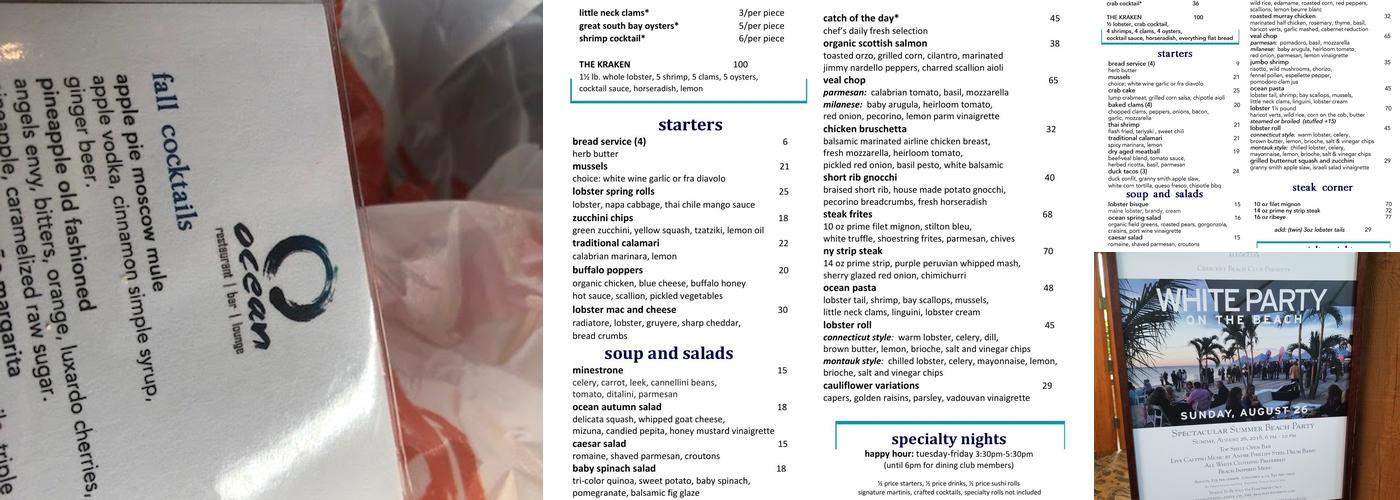 Ocean Menu