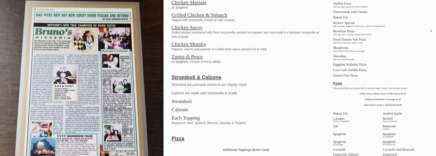 Bruno's Pizza & Subs, Neptune City Menu, Reviews (204), Photos (80