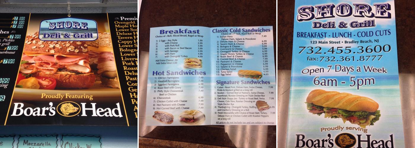Shore Deli & Grill Menu