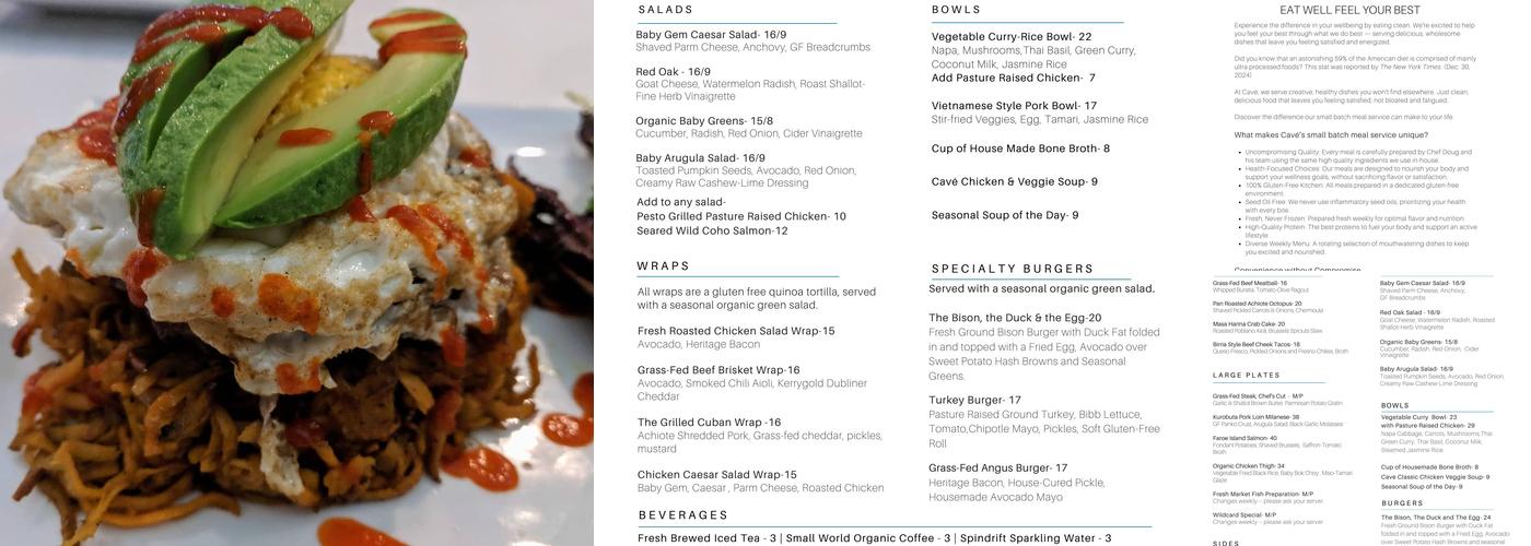 Cavé Bistro Menu