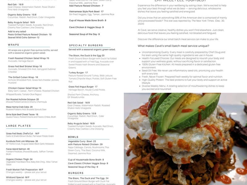 Cavé Bistro Menu