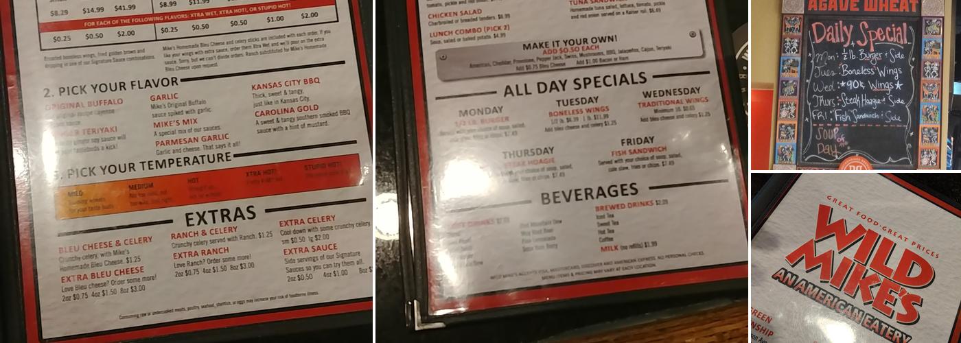 Wild Mike's Miami Heights Menu