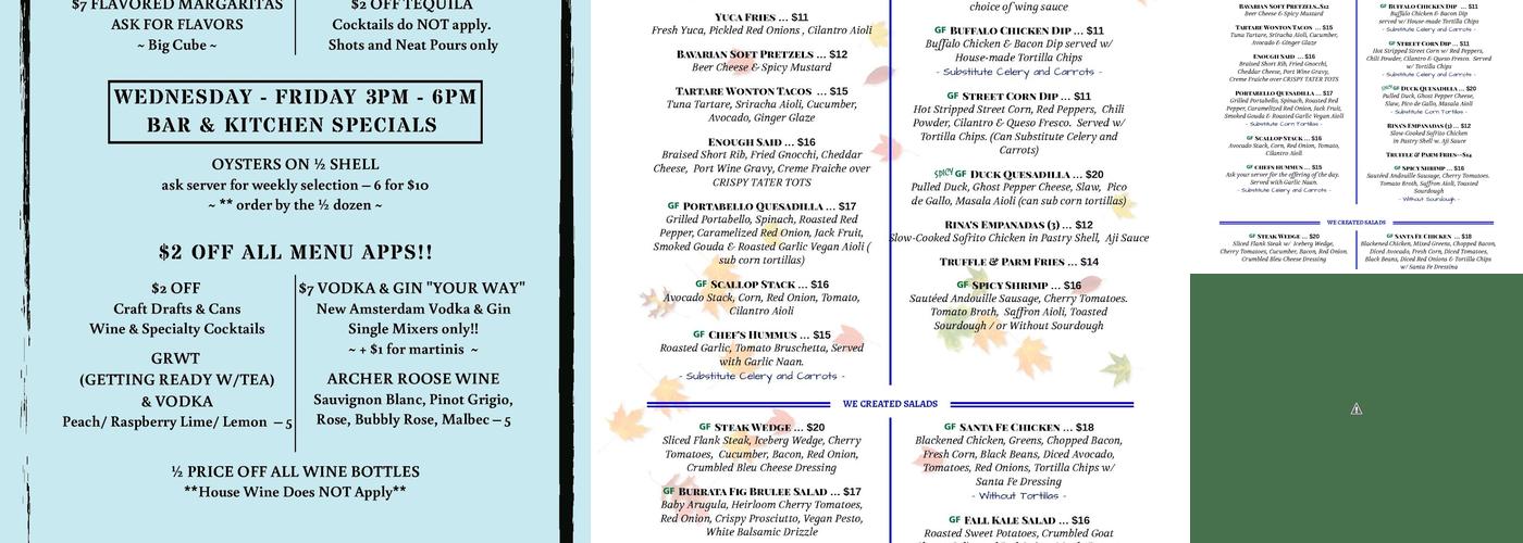 Paragon Tap & Table Menu