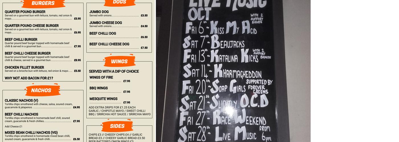 The Cotswold Inn, Cheltenham. Menu