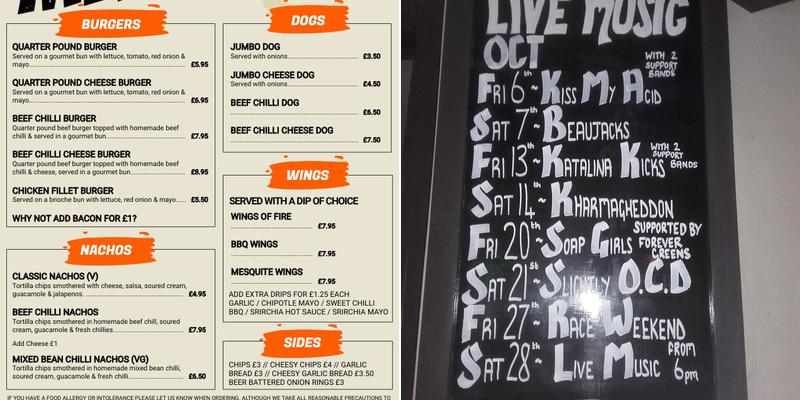 The Cotswold Inn, Cheltenham. Menu