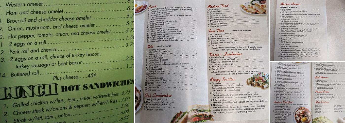 Bianca's Deli Menu